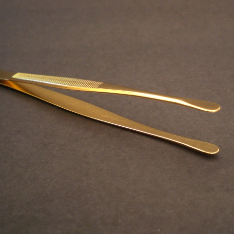 Showgard 905G Tongs, Round Tip, Gold Plated